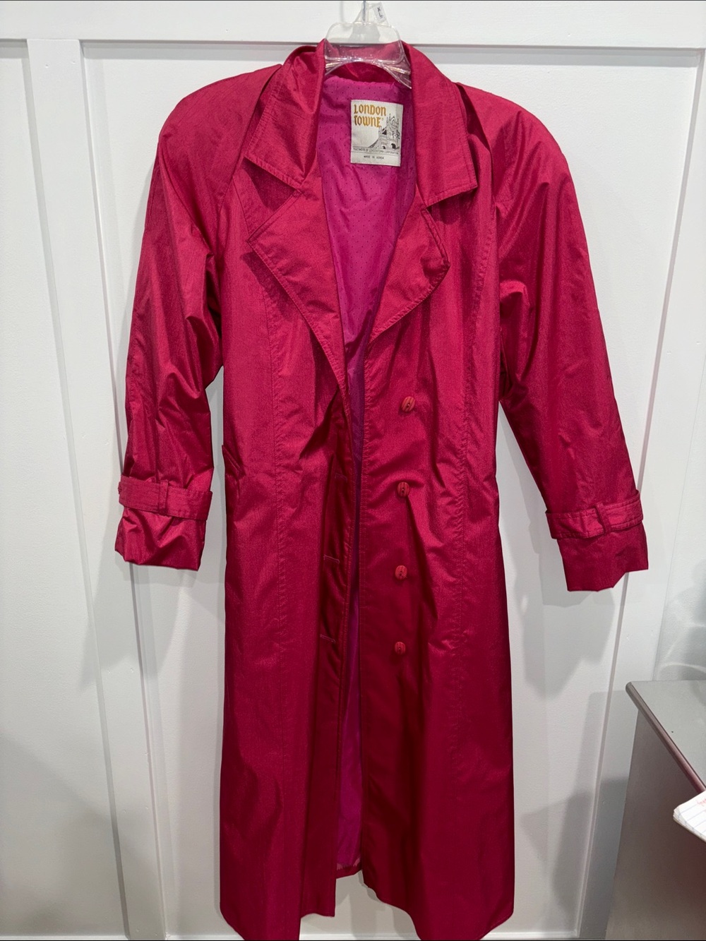 London Fog Vibrant Fuchsia Trench Coat